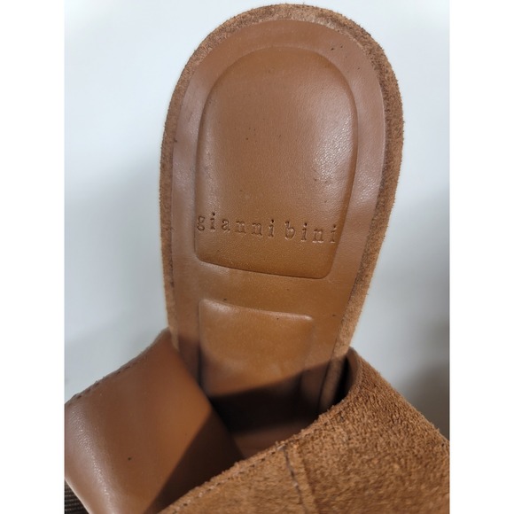 Gianni Bini Buckle Heels Square Toe Suede Ankle Strap Brown Women's Size 6 - Picture 2 of 5